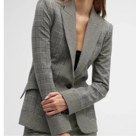 L'AGENCE Chamberlain Plaid & Houndstooth Blazer - Picture 4 of 11
